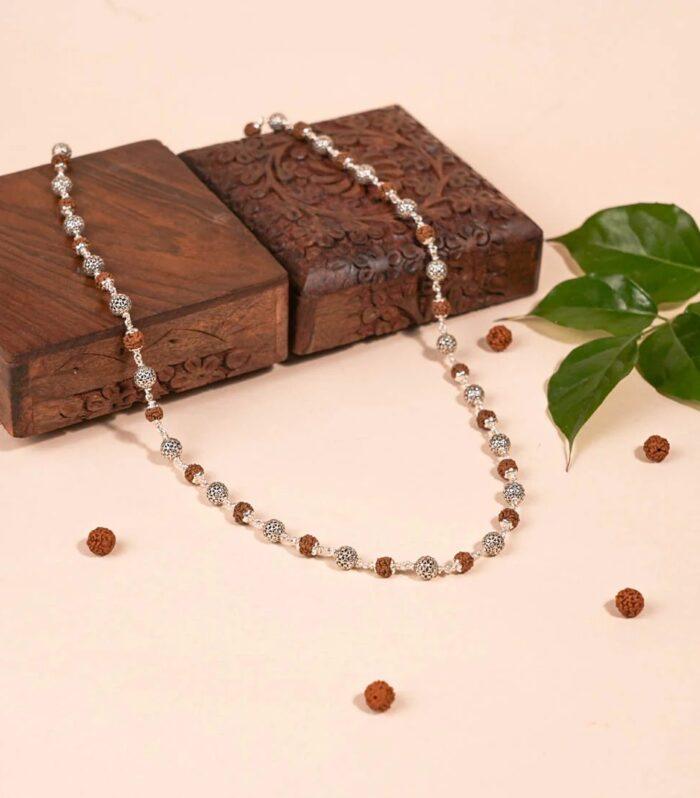 Rudraksha Silver Mala (Round Beads)