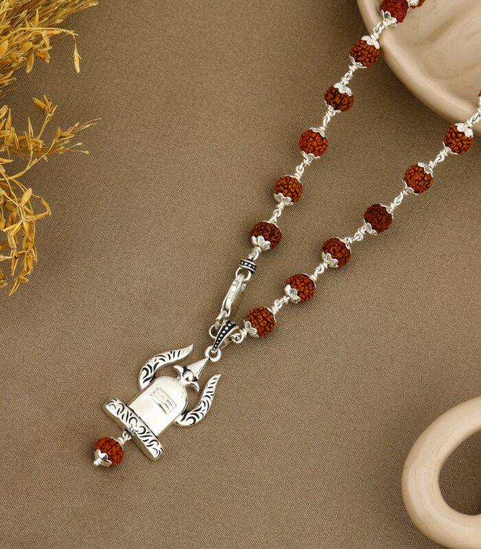 Shivling Rudraksha Silver Pendant