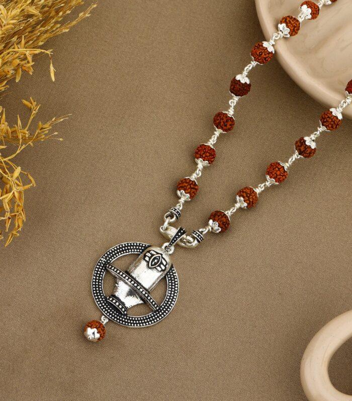 Sacred Orbit Shivling Rudraksha Silver Pendant