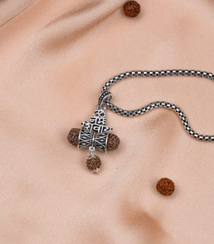 Rudraksha Om Namah Shivay Damru Pendant