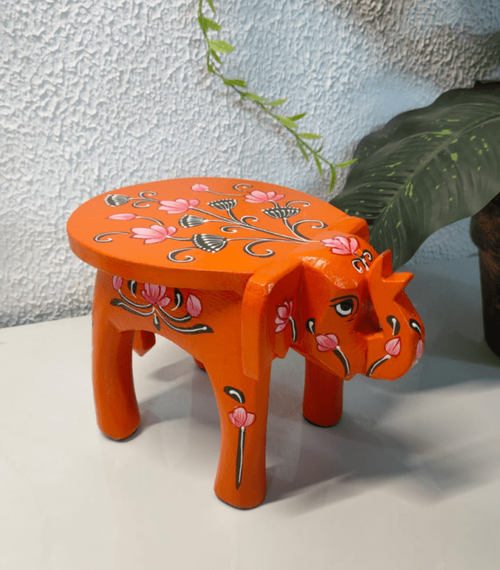 Handpainted Wooden Elephant Stool