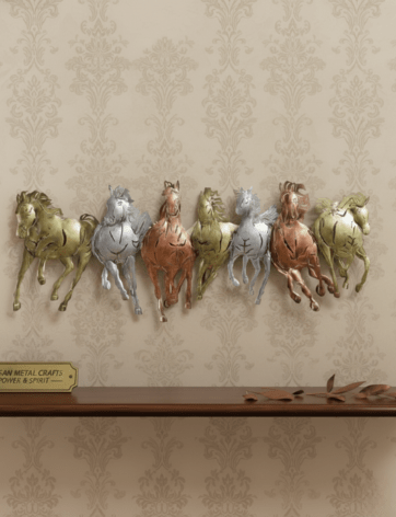 Seven Running Horses Metal Wall Art